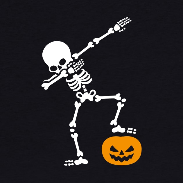 DABBING skeleton DAB pumpkin head Halloween by LaundryFactory